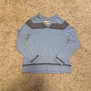 Blue and Brown V-Neck Sweater with Classic Fit